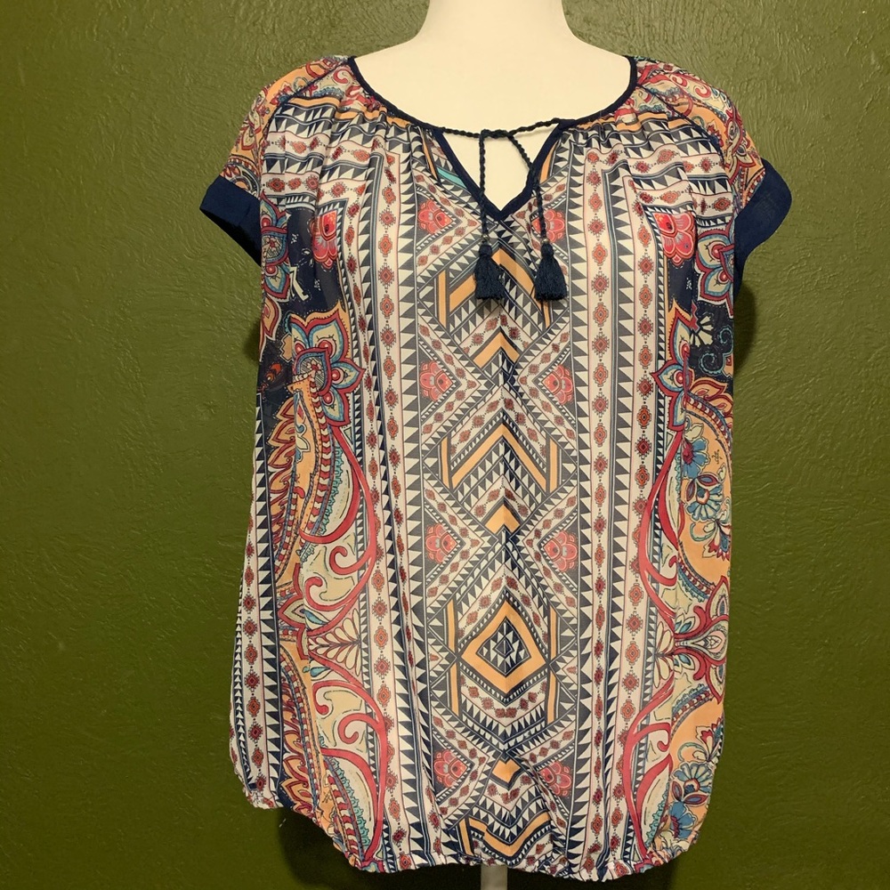 New Directions sheer paisley blouse L